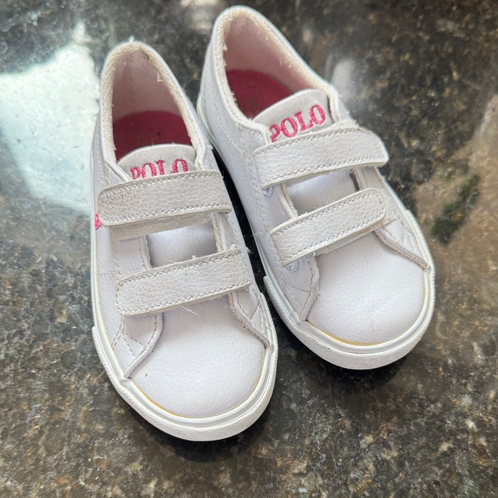 Polo by Ralph Lauren Kids White and Pink Sneakers